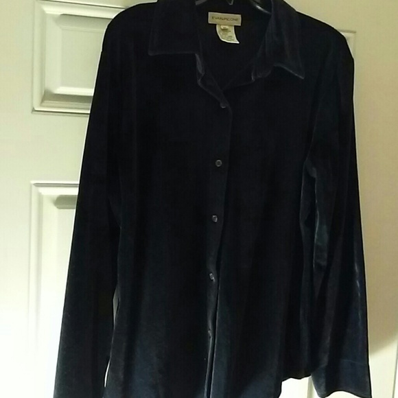 Navy blue Evan Picone velour two piece set - Picture 5 of 8